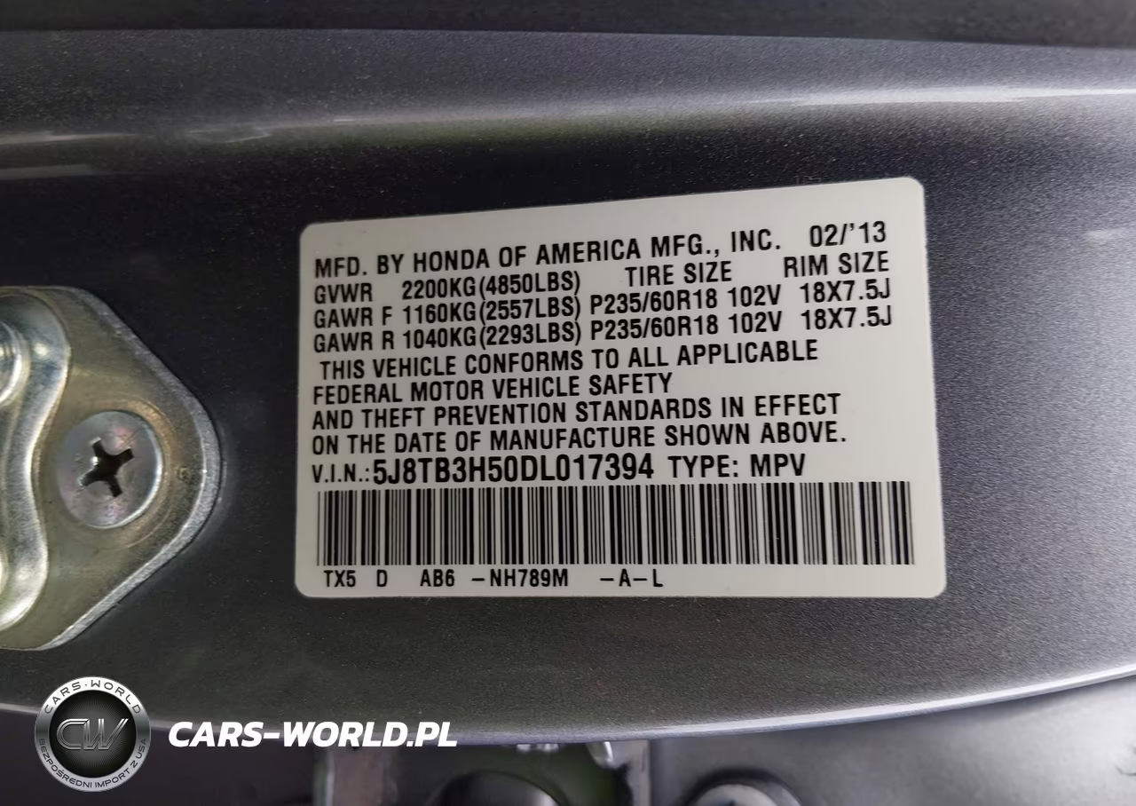 2013 Acura Rdx VIN:5J8TB3H50DL017394 - 9