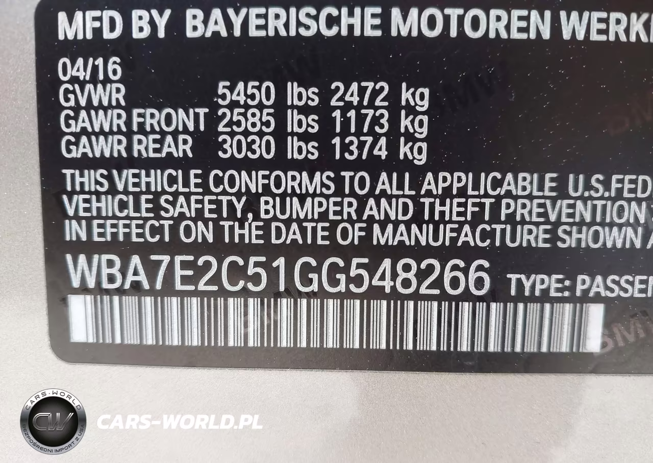 2016 BMW 740I VIN:WBA7E2C51GG548266 - 9