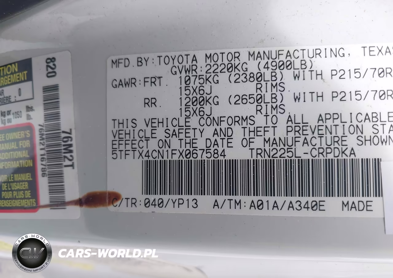 2015 Toyota Tacoma VIN:5TFTX4CN1FX067584 - 9