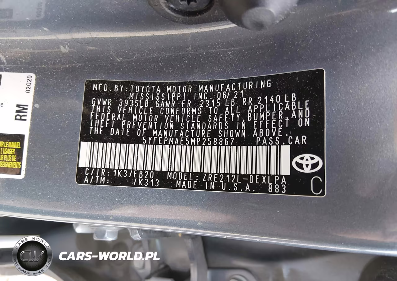 2021 Toyota Corolla Le VIN:5YFEPMAE5MP258867 - 9