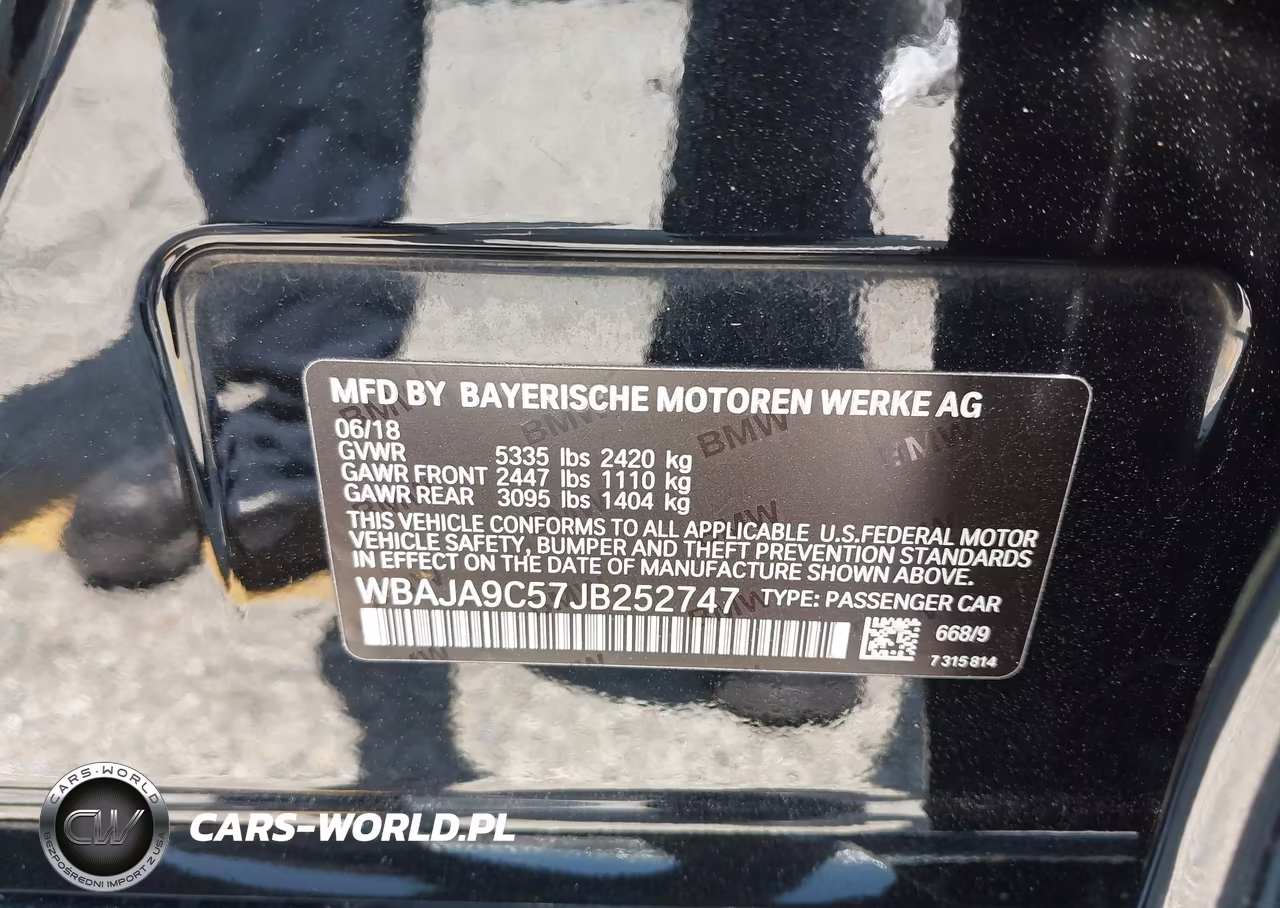2018 BMW 530E Iperformance VIN:WBAJA9C57JB252747 - 9