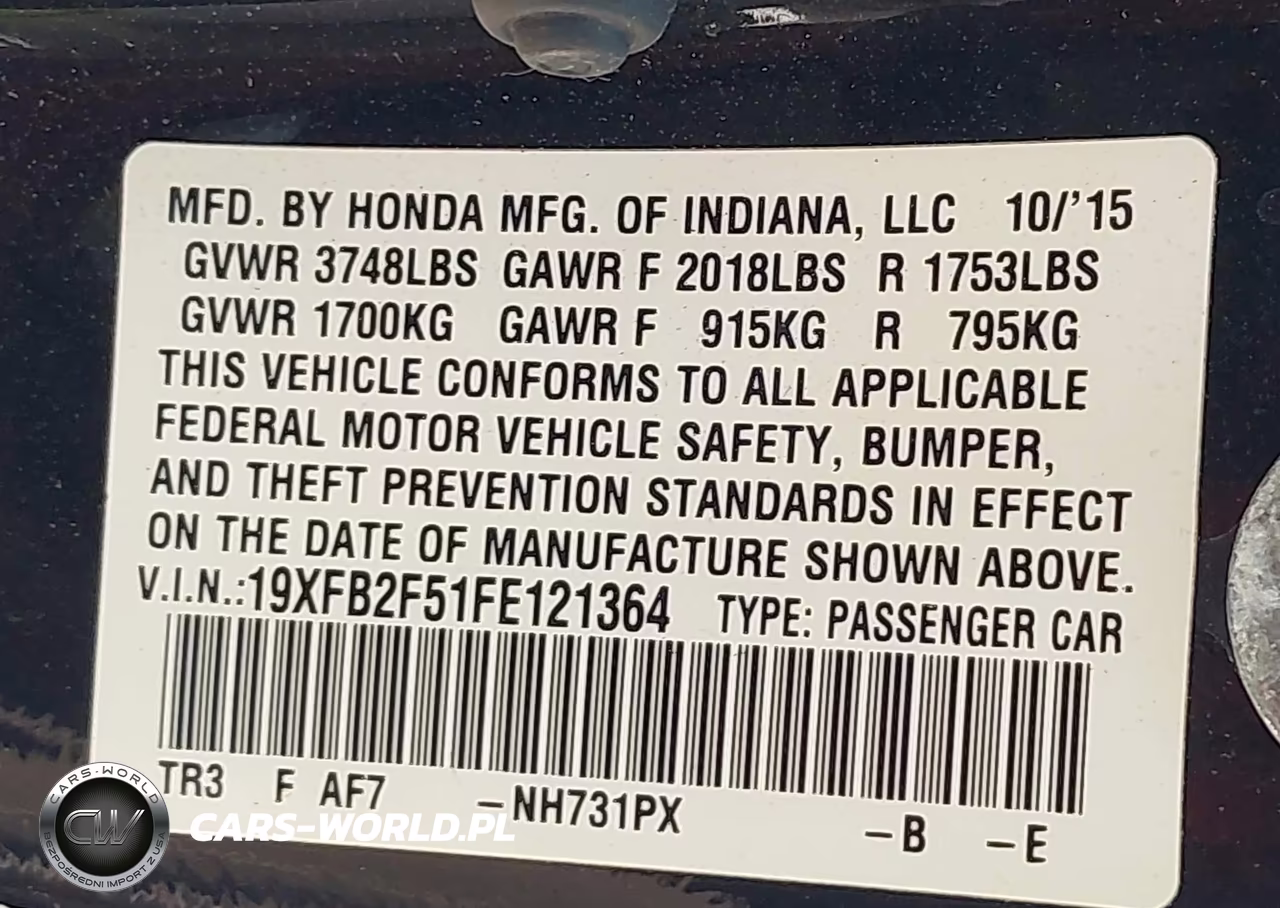 2015 Honda Civic Lx VIN:19XFB2F51FE121364 - 9
