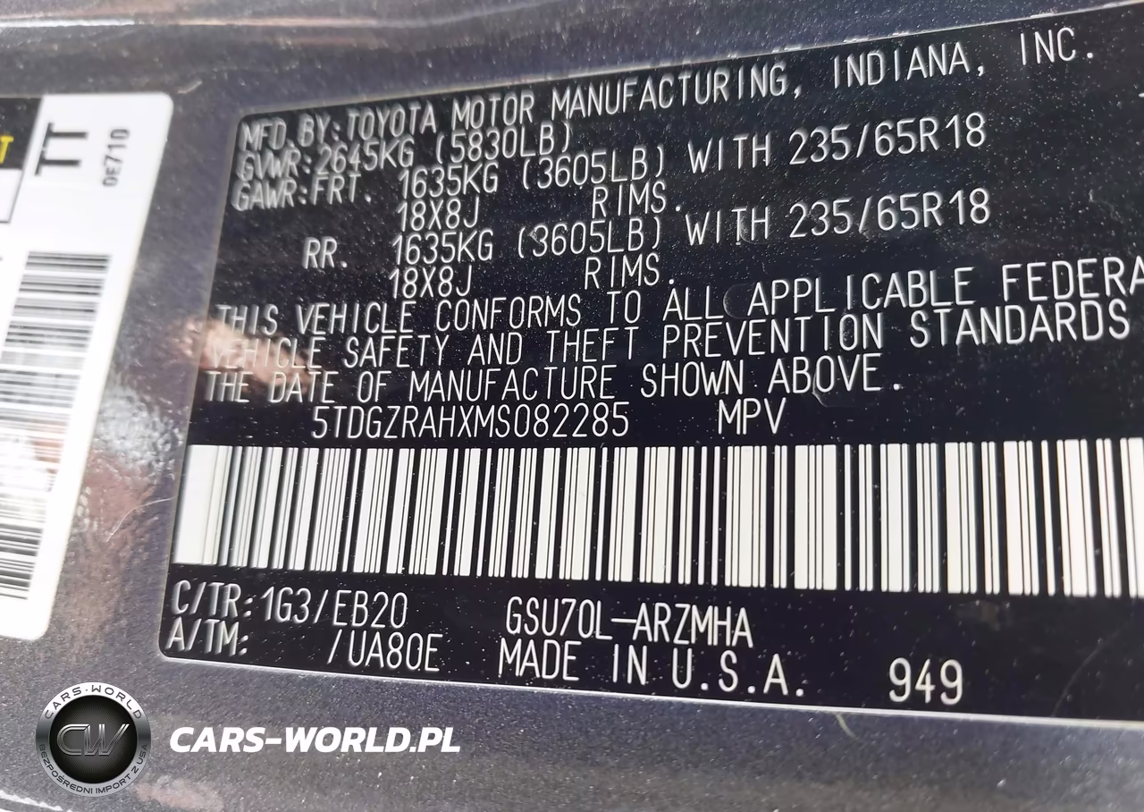 2021 Toyota Highlander Xle VIN:5TDGZRAHXMS082285 - 9