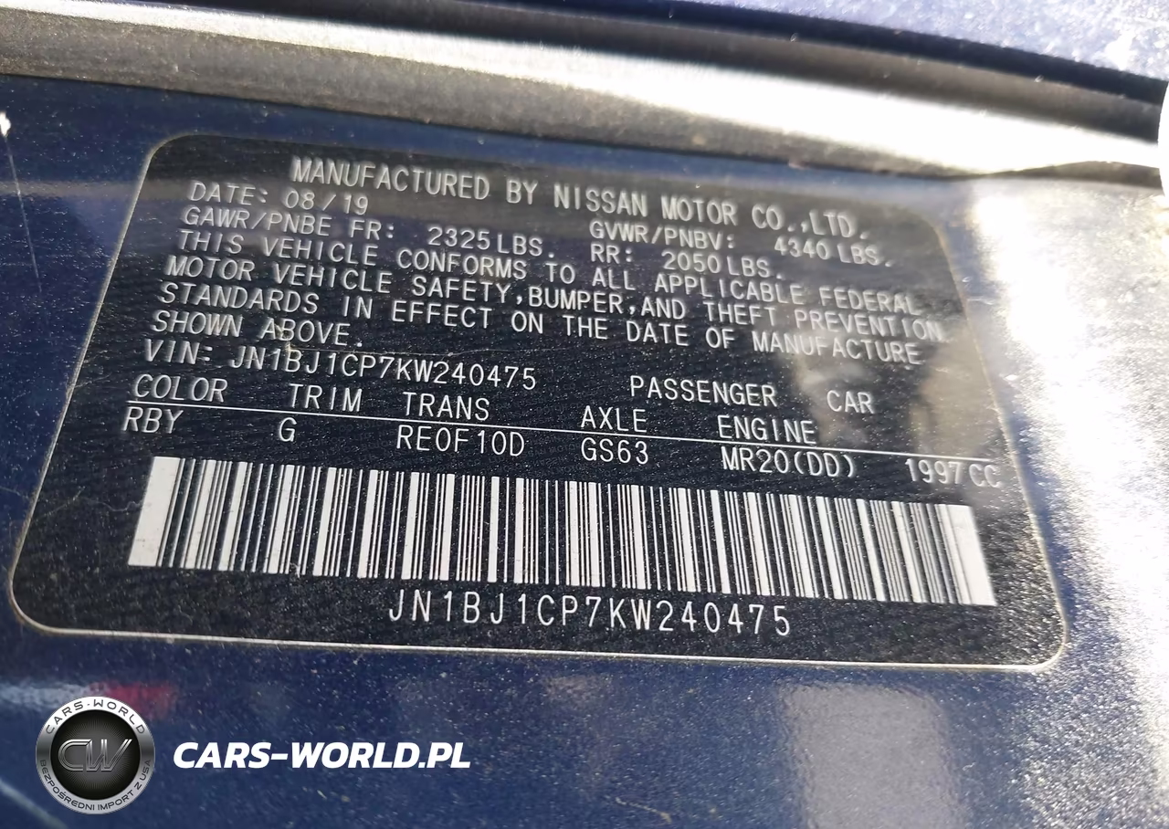 2019 Nissan Rogue Sport S VIN:JN1BJ1CP7KW240475 - 9