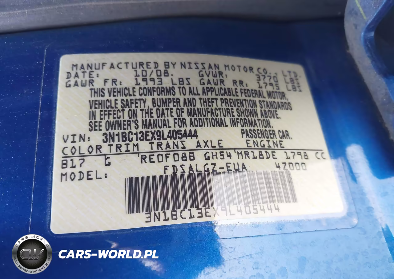 2009 Nissan Versa 1.8Sl VIN:3N1BC13EX9L405444 - 9