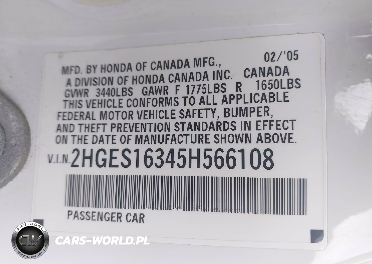 2005 Honda Civic Vp VIN:2HGES16345H566108 - 9