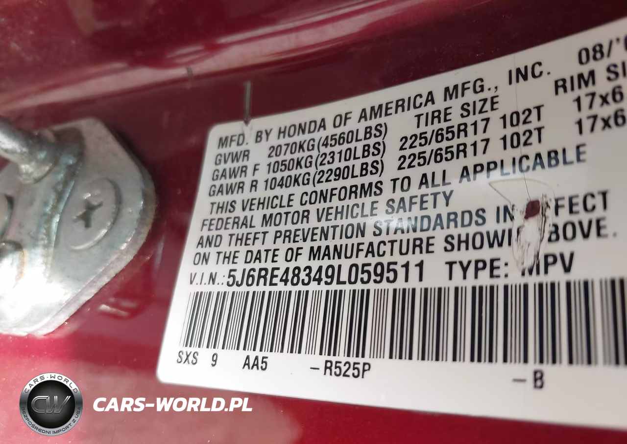 2009 Honda Cr-V Lx VIN:5J6RE48349L059511 - 9
