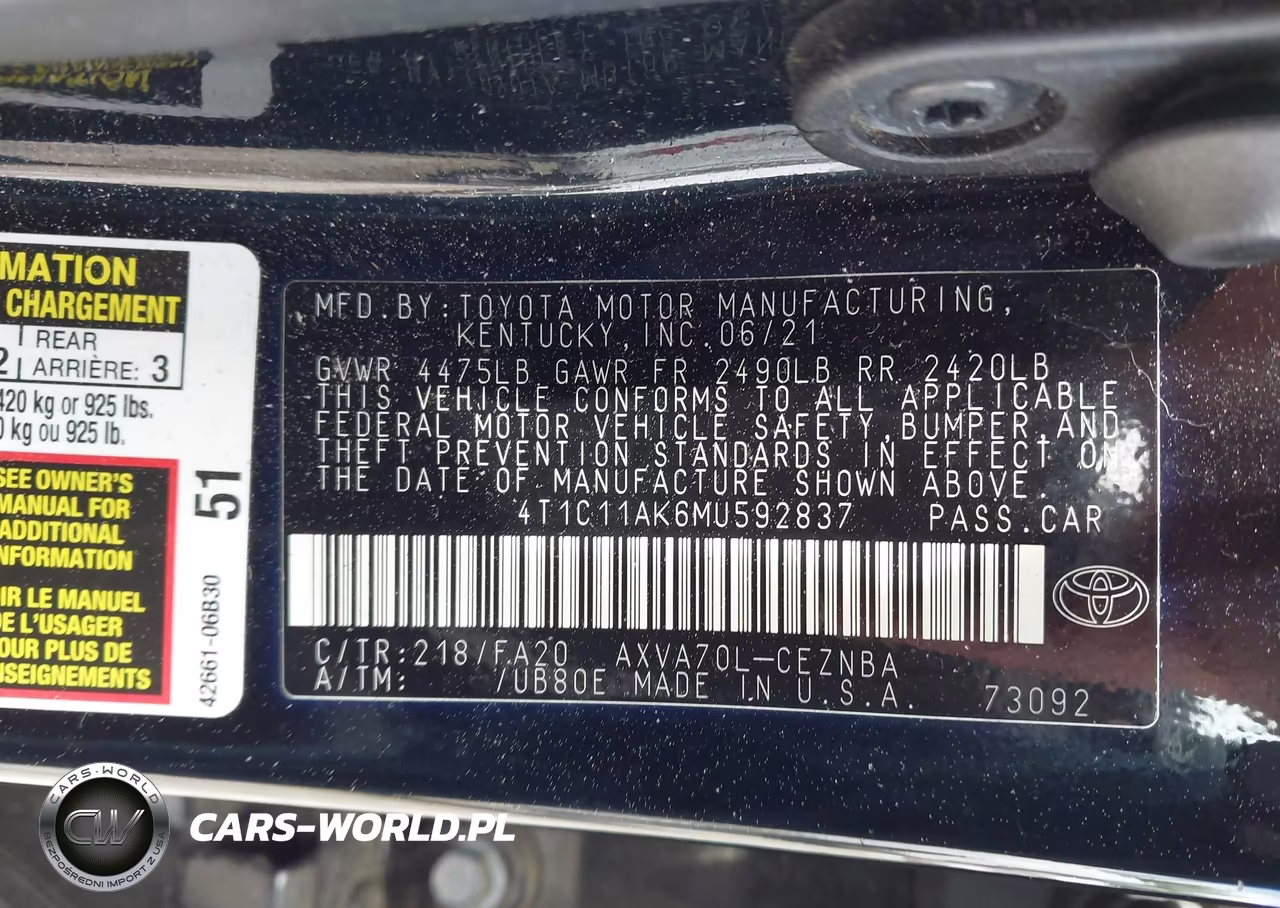 2021 Toyota Camry Le VIN:4T1C11AK6MU592837 - 9