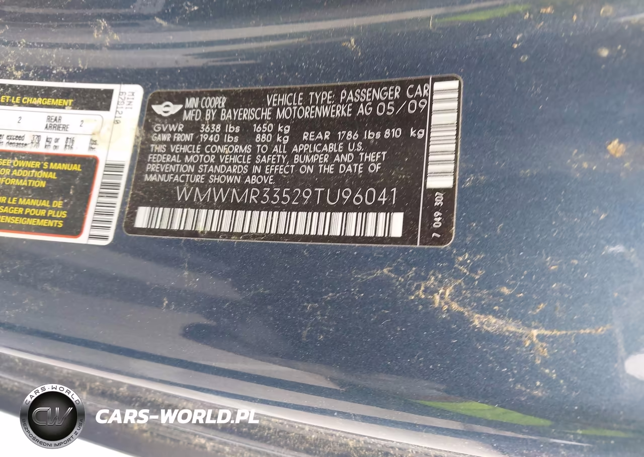 2009 Mini Cooper VIN:WMWMR33529TU96041 - 9