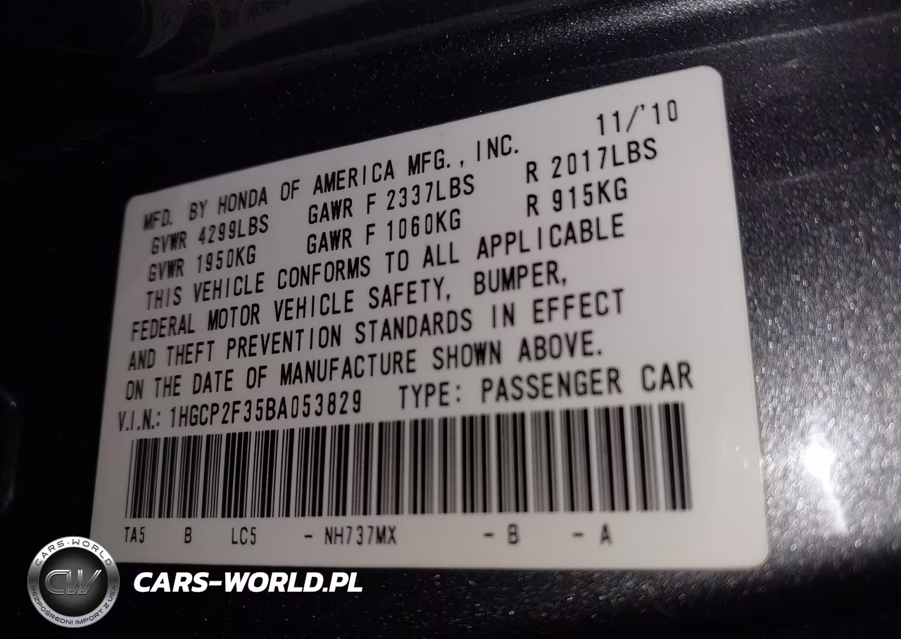 2011 Honda Accord 2.4 Lx VIN:1HGCP2F35BA053829 - 9