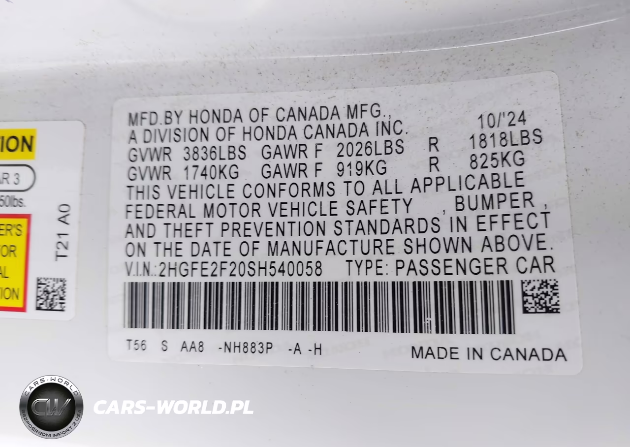 2025 Honda Civic Lx VIN:2HGFE2F20SH540058 - 9