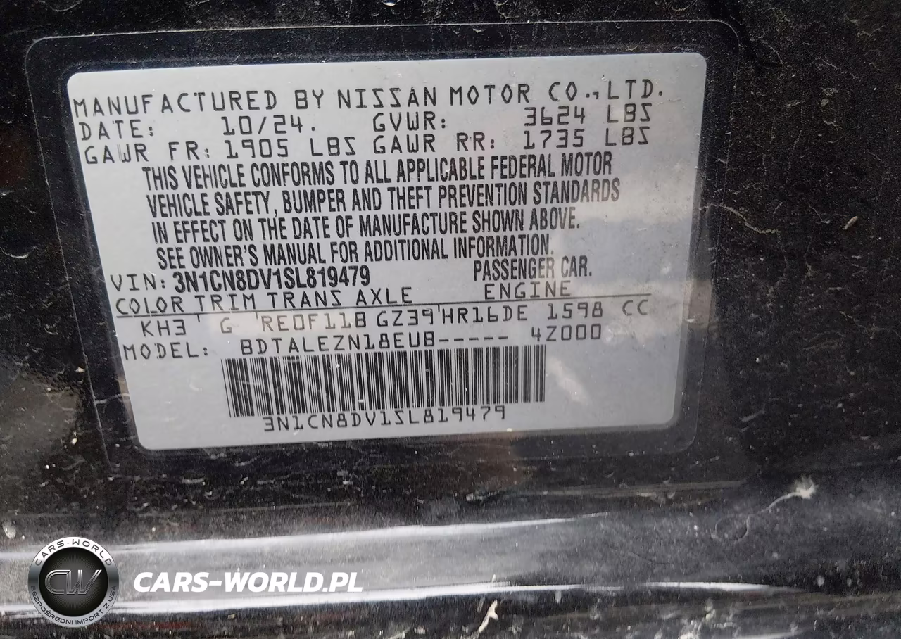 2025 Nissan Versa 1.6 S VIN:3N1CN8DV1SL819479 - 9