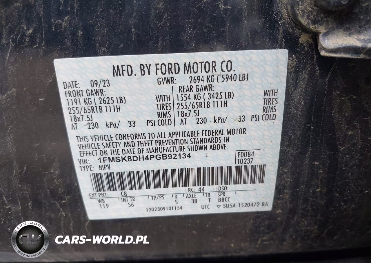 2023 Ford Explorer Xlt VIN:1FMSK8DH4PGB92134 - 9