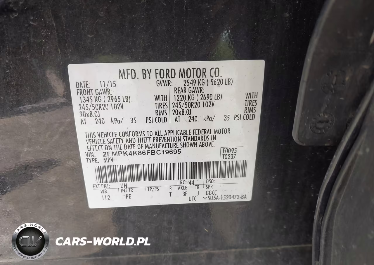2015 Ford Edge Titanium VIN:2FMPK4K86FBC19695 - 9