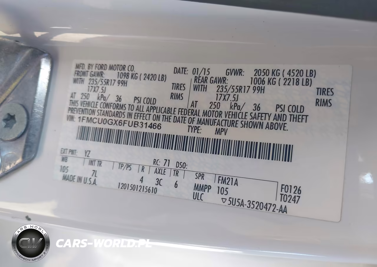 2015 Ford Escape Se VIN:1FMCU0GX6FUB31466 - 9