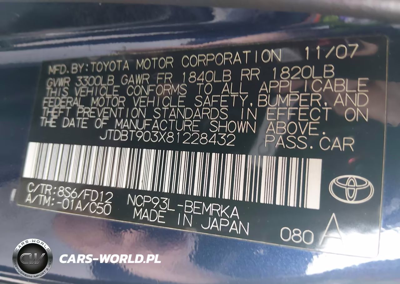 2008 Toyota Yaris VIN:JTDBT903X81228432 - 9