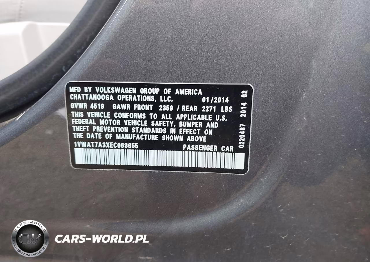 2014 Volkswagen Passat 1.8T S VIN:1VWAT7A3XEC063655 - 9