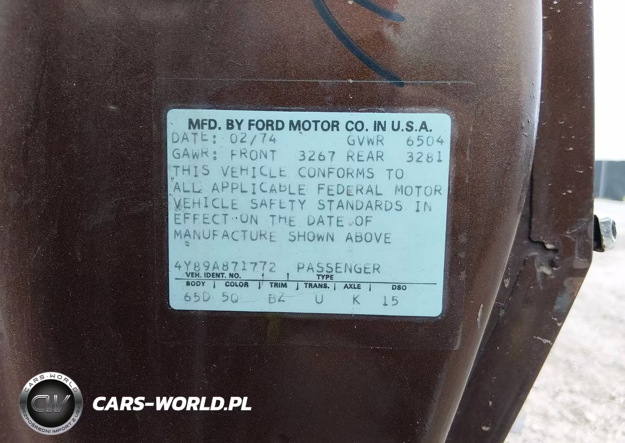 1974 Lincoln Continental VIN:4Y89A871772 - 9