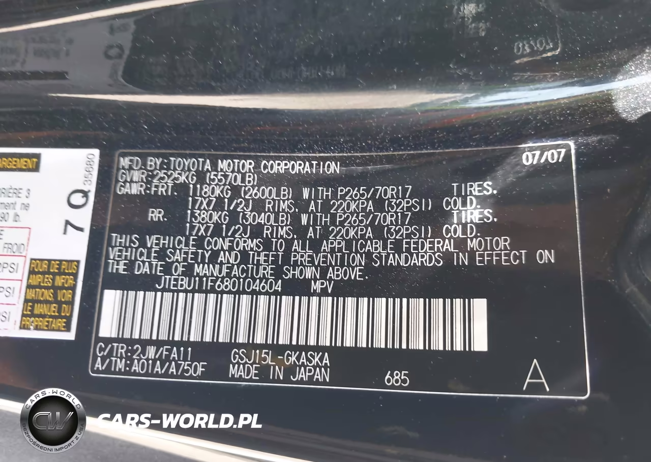2008 Toyota Fj Cruiser VIN:JTEBU11F680104604 - 9