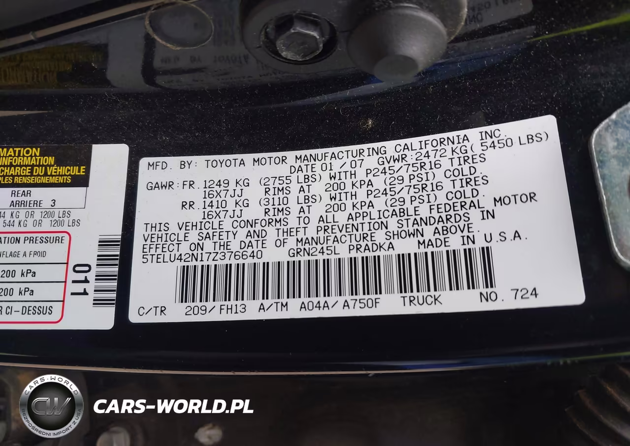 2007 Toyota Tacoma Base V6 VIN:5TELU42N17Z376640 - 9
