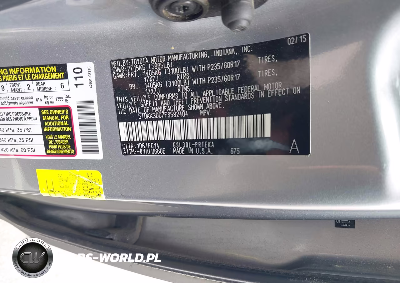 2015 Toyota Sienna Le 8 Passenger VIN:5TDKK3DC7FS582404 - 9