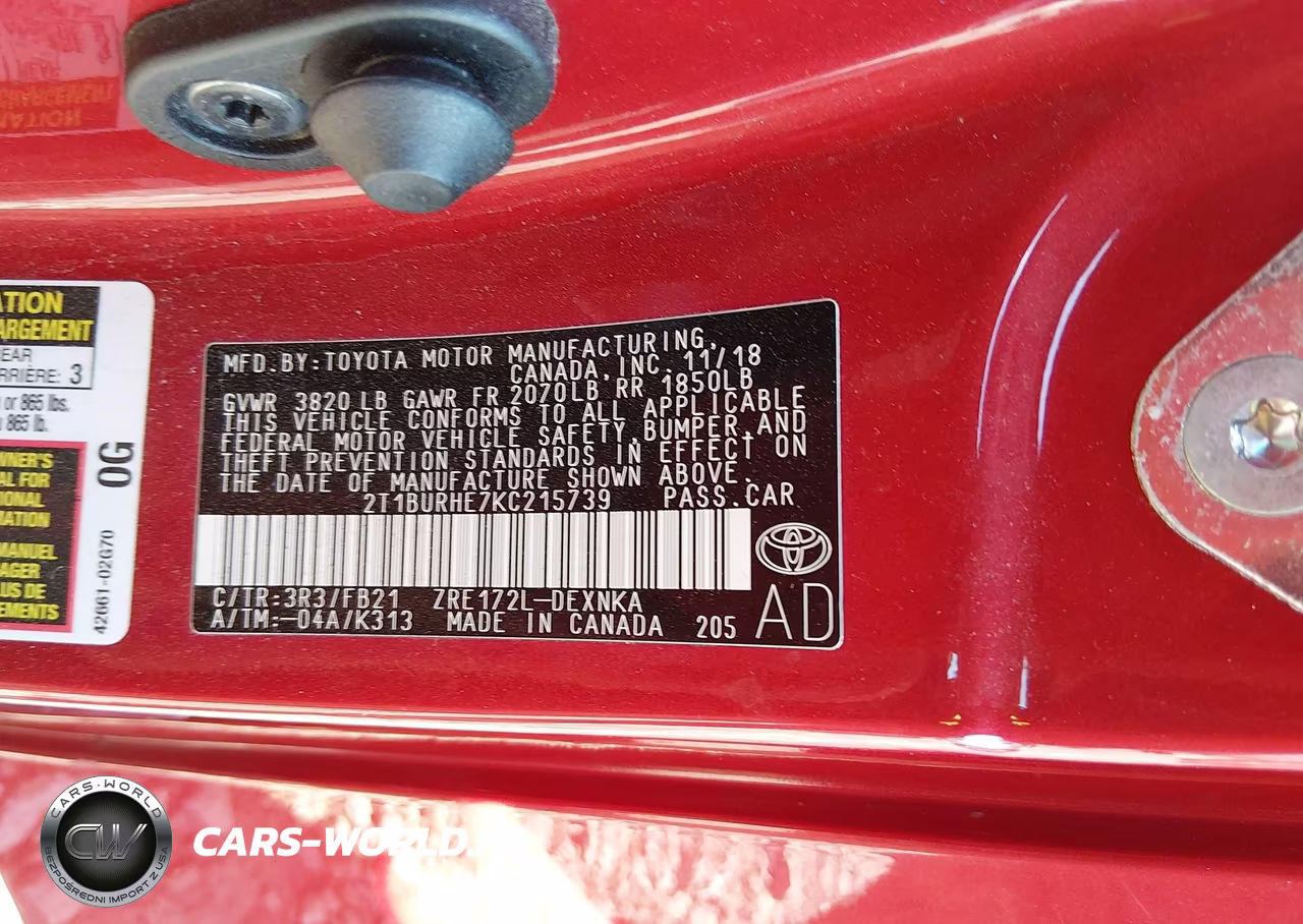 2019 Toyota Corolla Le VIN:2T1BURHE7KC215739 - 9