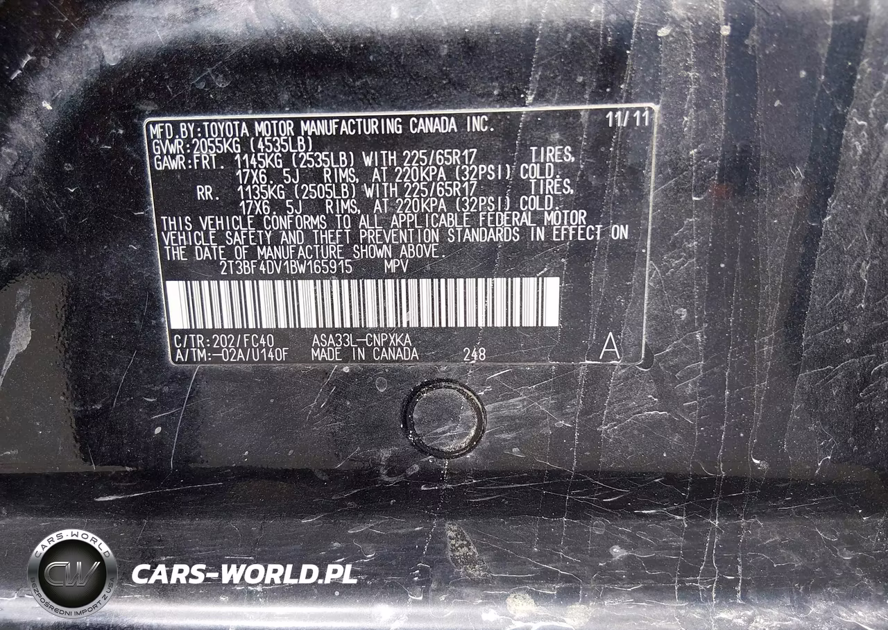2011 Toyota Rav4 VIN:2T3BF4DV1BW165915 - 9