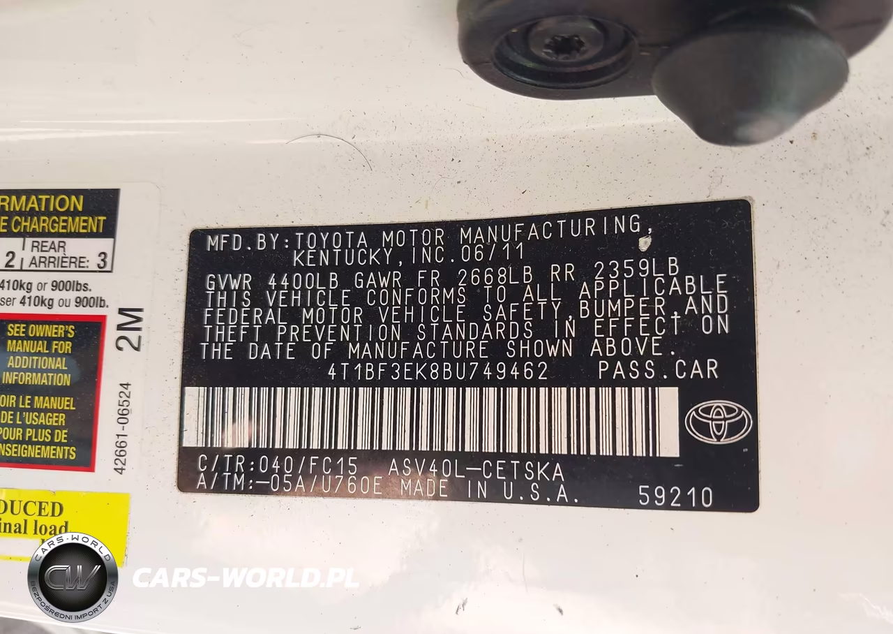 2011 Toyota Camry Base VIN:4T1BF3EK8BU749462 - 9
