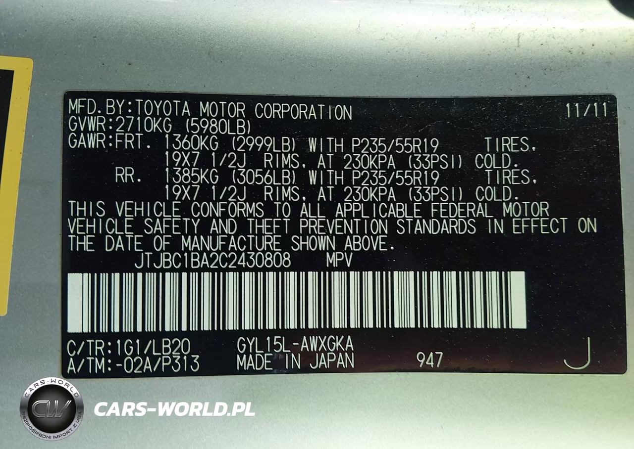 2012 Lexus Rx 450H VIN:JTJBC1BA2C2430808 - 9