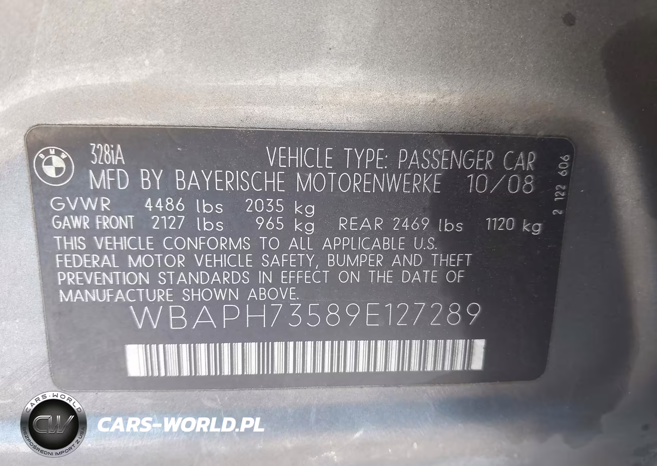 2009 BMW 328I VIN:WBAPH73589E127289 - 9