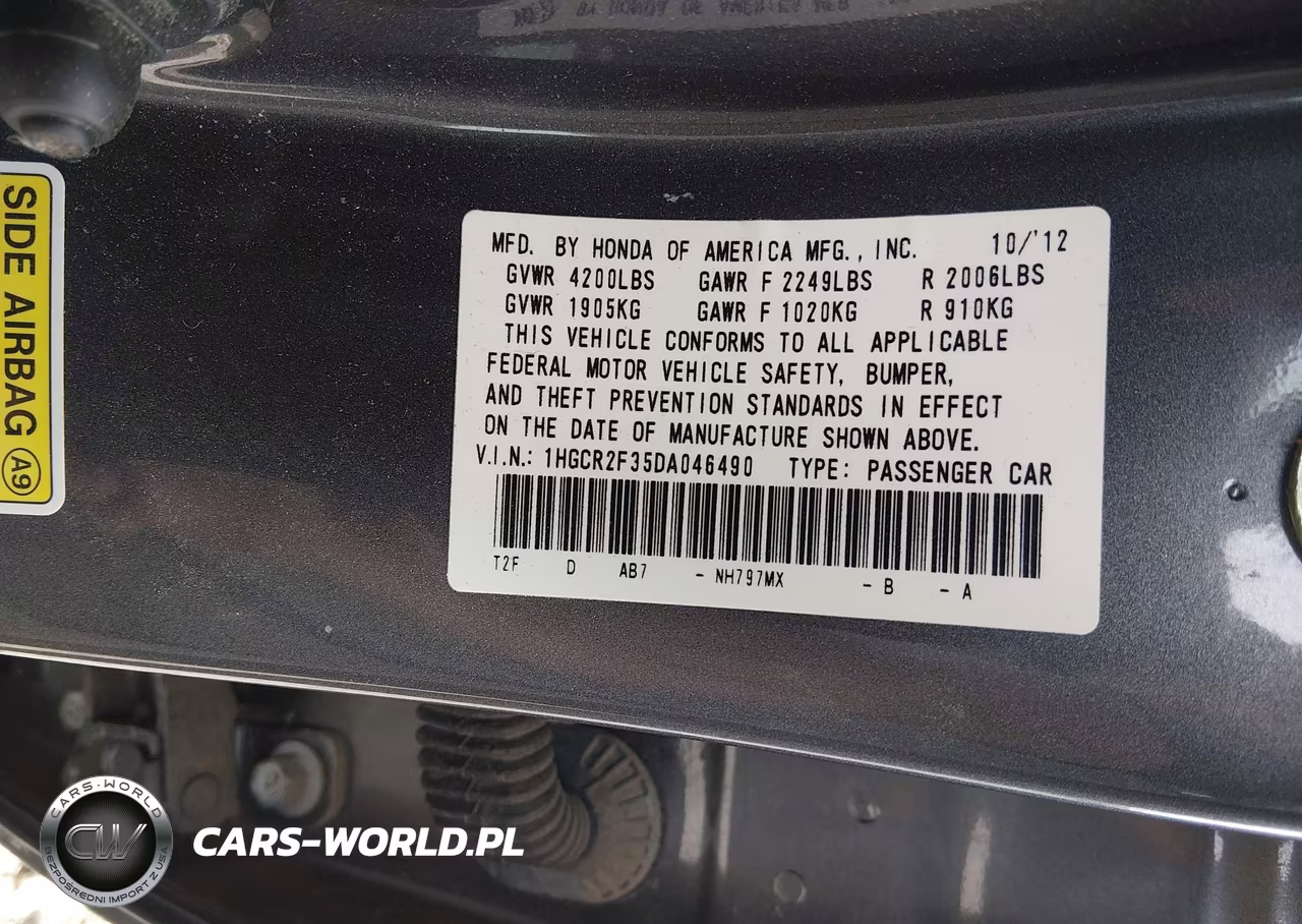 2013 Honda Accord Lx VIN:1HGCR2F35DA046490 - 9
