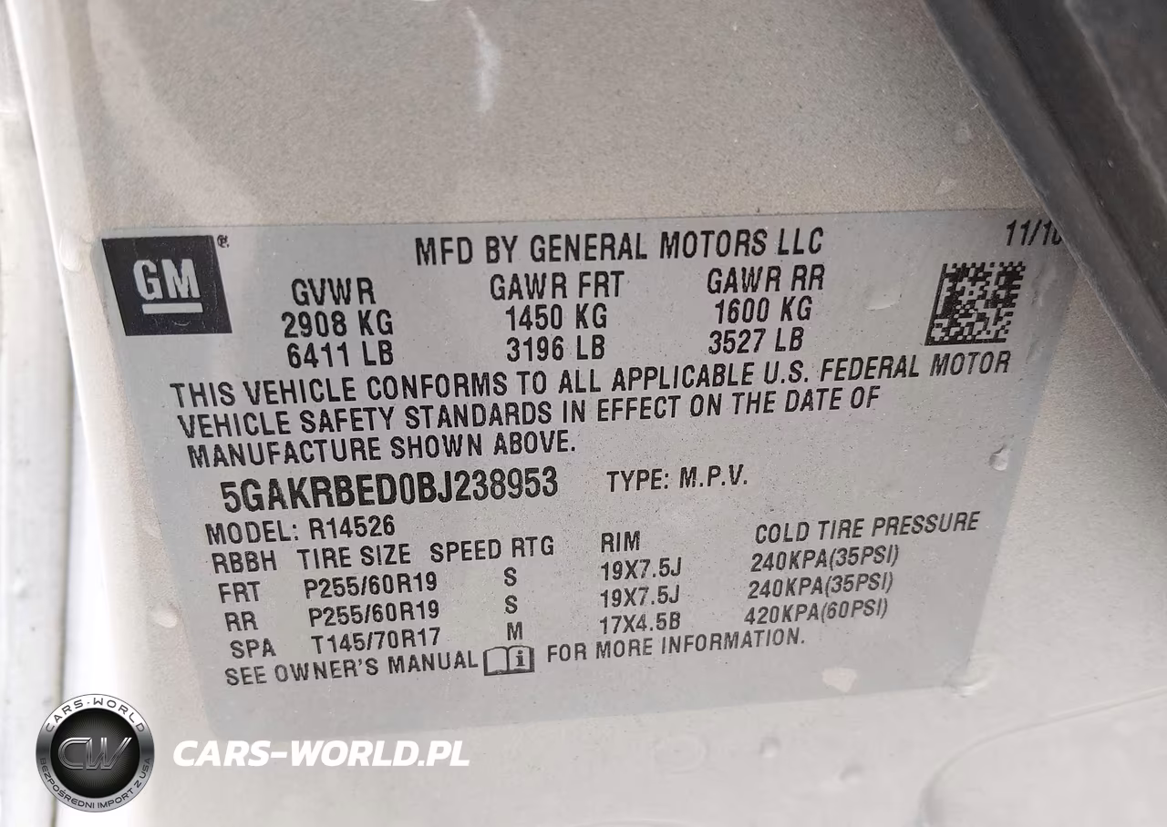 2011 Buick Enclave 1Xl VIN:5GAKRBED0BJ238953 - 9