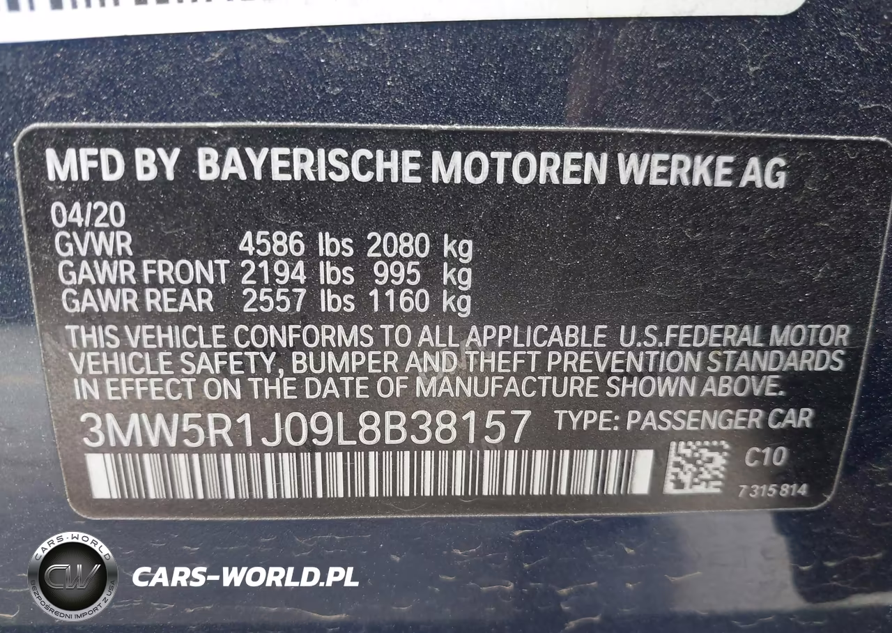 2020 BMW 330I VIN:3MW5R1J09L8B38157 - 9