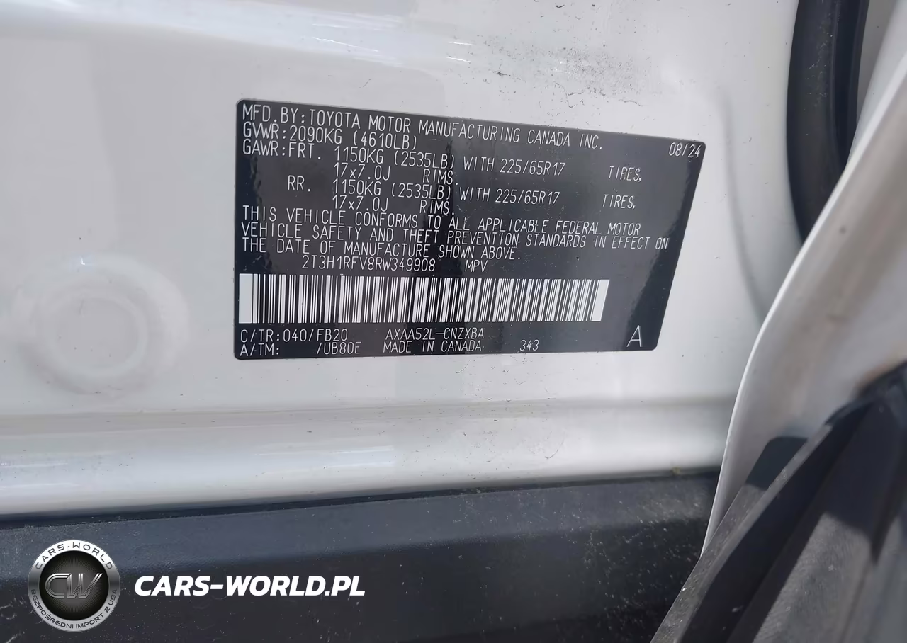 2024 Toyota Rav4 Le VIN:2T3H1RFV8RW349908 - 9