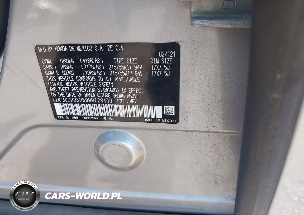 2021 Honda Hr-V Awd Ex VIN:3CZRU6H59MM728430 - 9