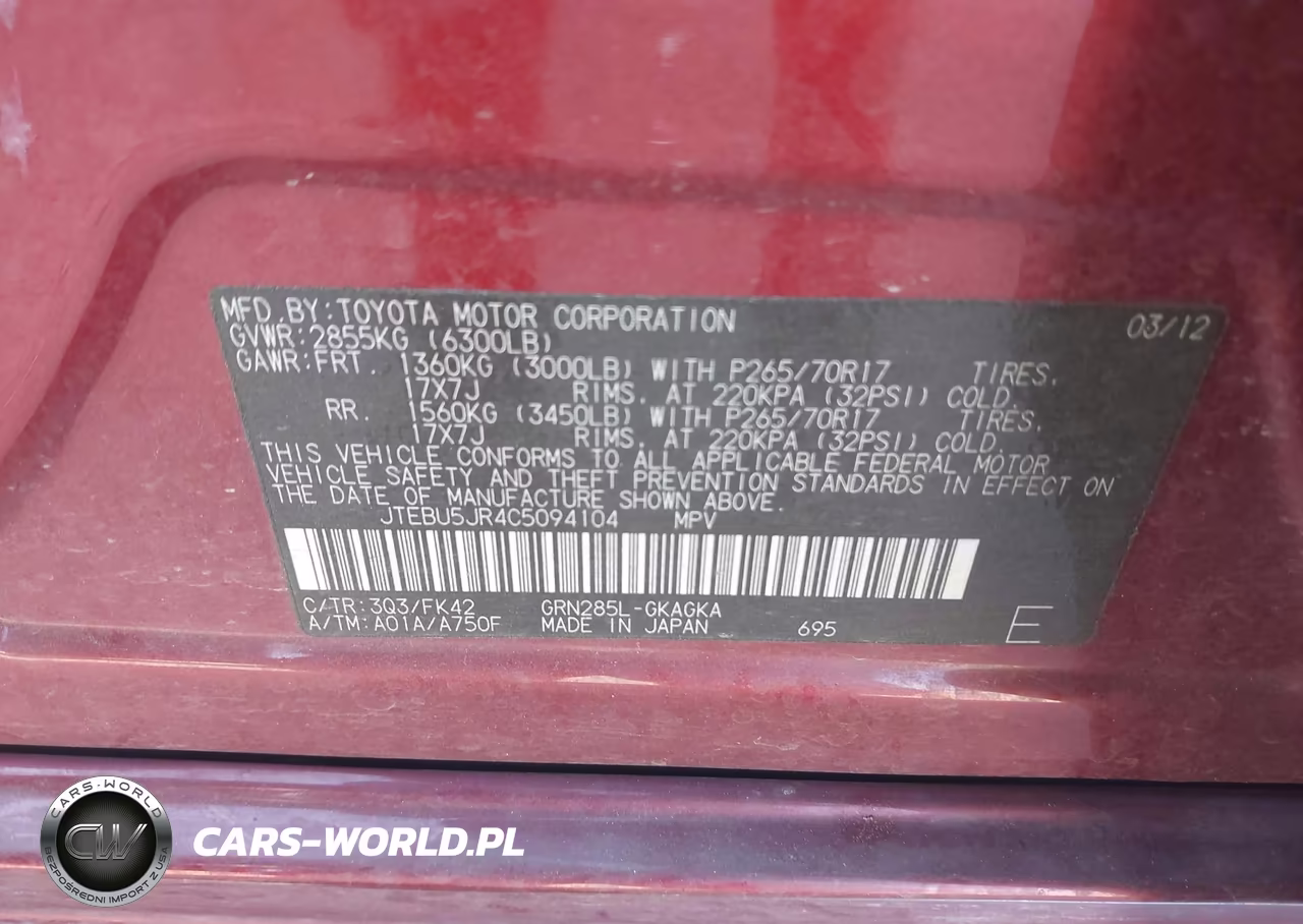 2012 Toyota 4Runner Sr5 VIN:JTEBU5JR4C5094104 - 9