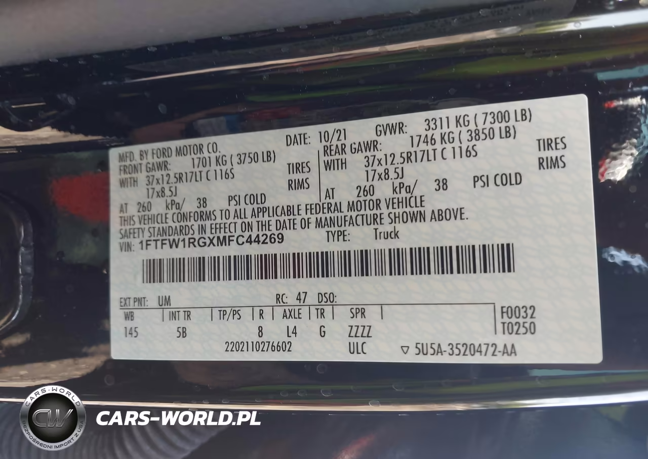 2021 Ford F-150 Raptor VIN:1FTFW1RGXMFC44269 - 9