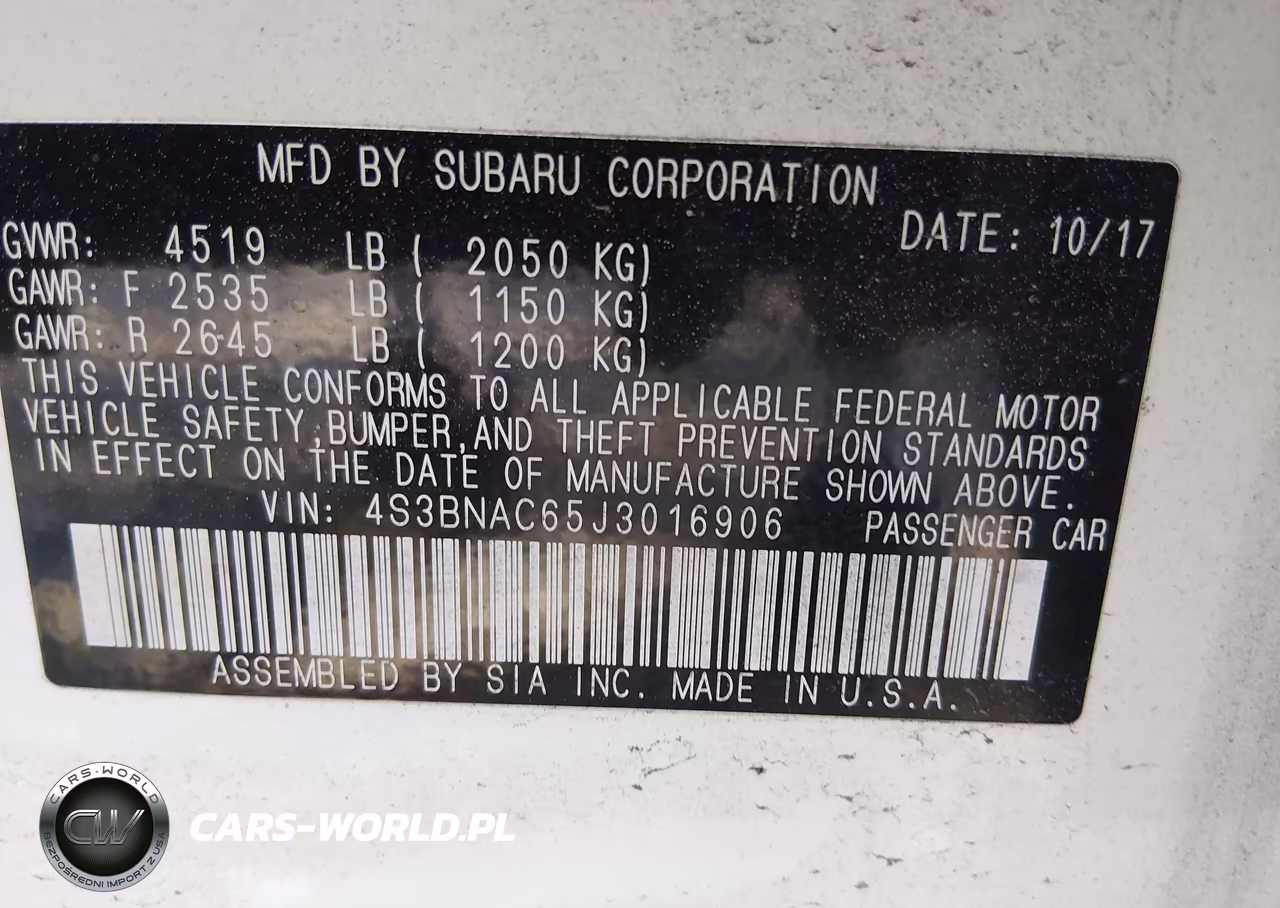 2018 Subaru Legacy 2.5I Premium VIN:4S3BNAC65J3016906 - 9
