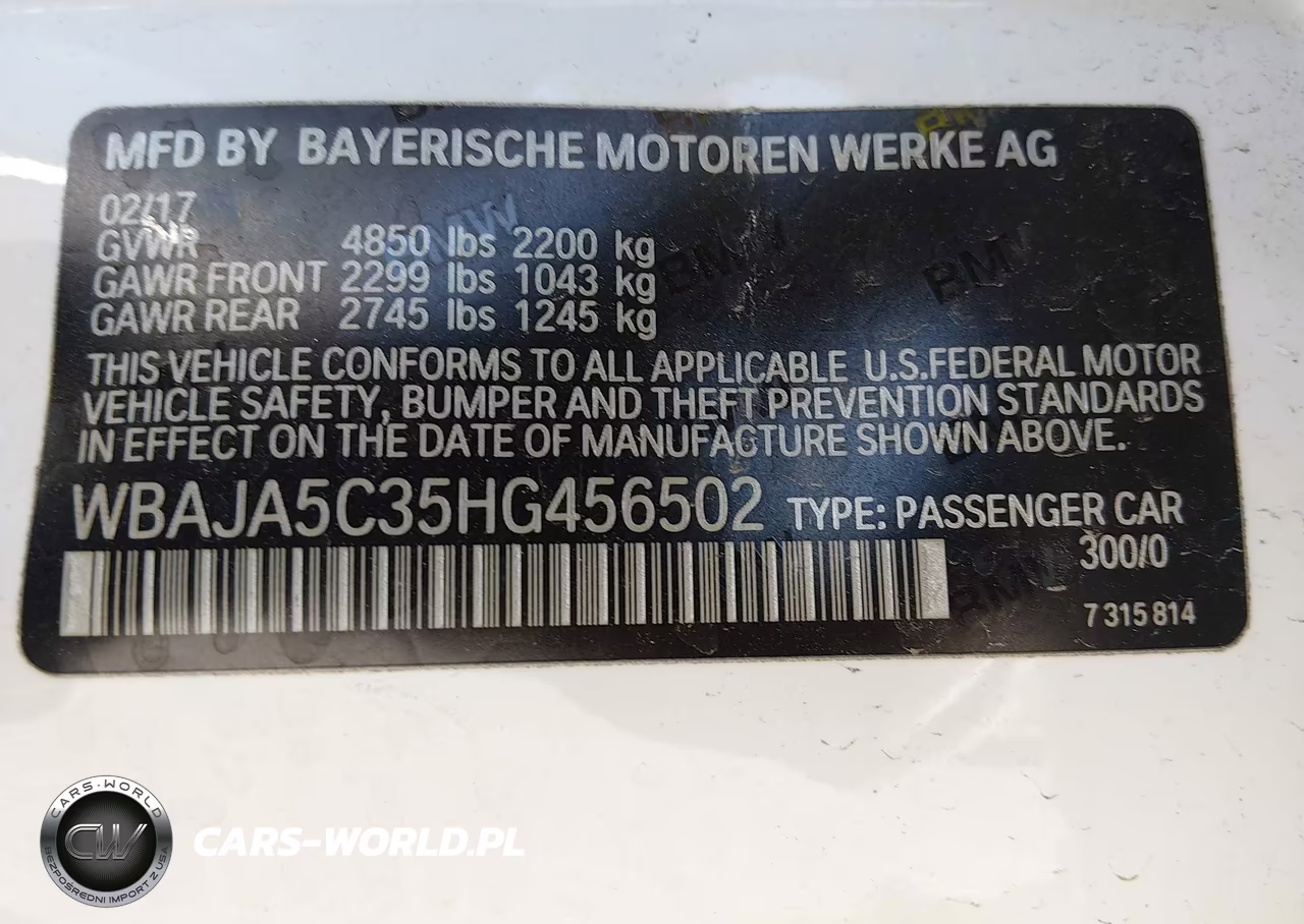 2017 BMW 530I VIN:WBAJA5C35HG456502 - 9