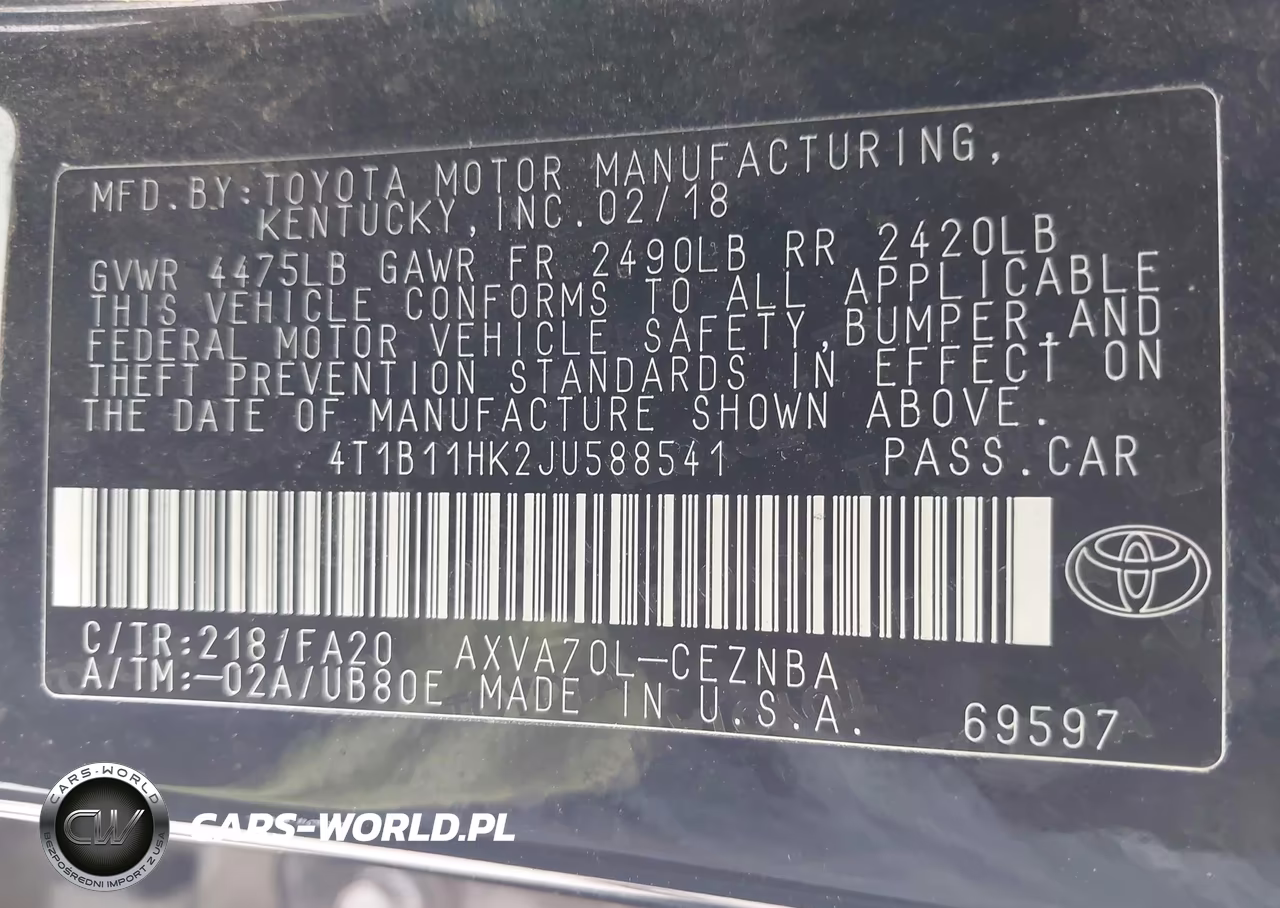 2018 Toyota Camry Le VIN:4T1B11HK2JU588541 - 9