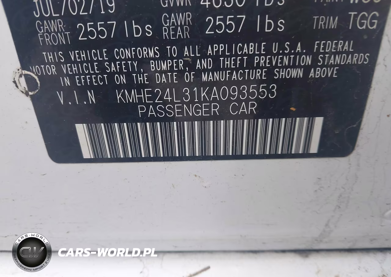 2019 Hyundai Sonata Hybrid Se VIN:KMHE24L31KA093553 - 9