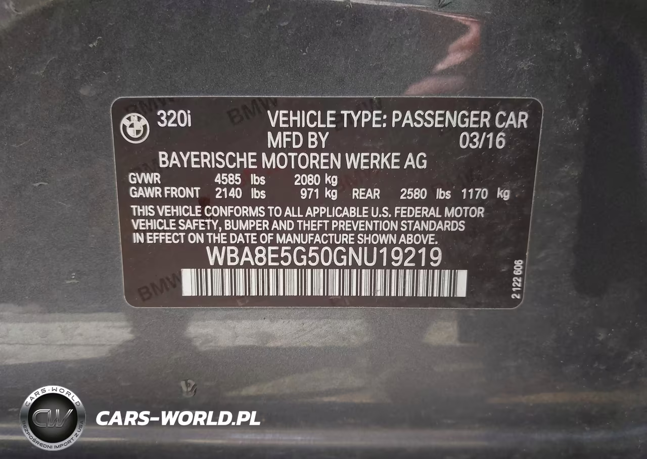 2016 BMW 320I xDrive VIN:WBA8E5G50GNU19219 - 9