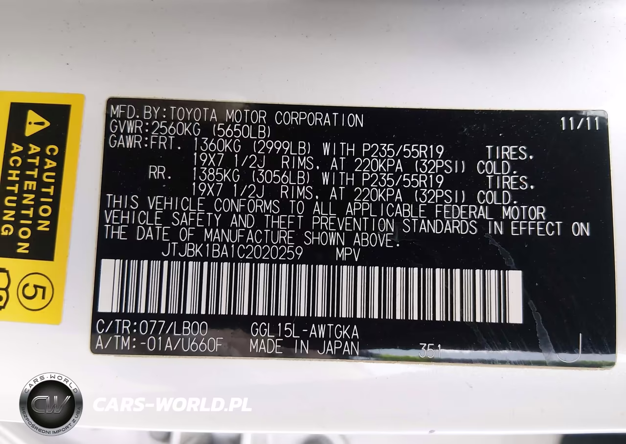 2012 Lexus Rx 350 VIN:JTJBK1BA1C2020259 - 9