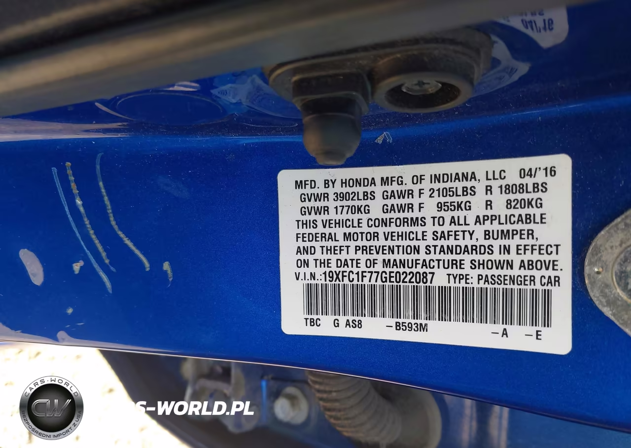 2016 Honda Civic Ex-L VIN:19XFC1F77GE022087 - 9