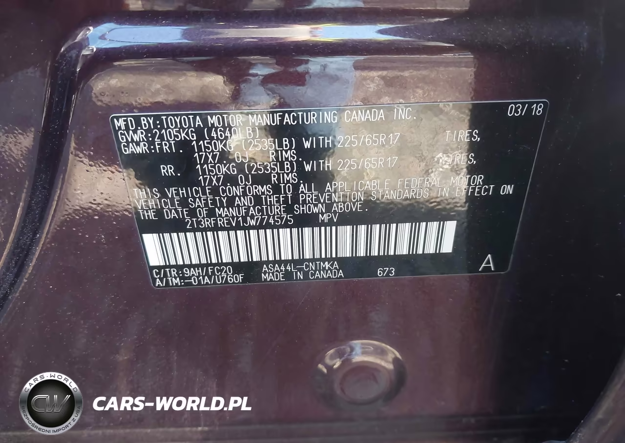 2018 Toyota Rav4 Xle VIN:2T3RFREV1JW774575 - 9