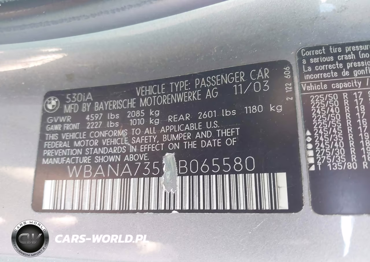 2004 BMW 530I VIN:WBANA73514B065580 - 9
