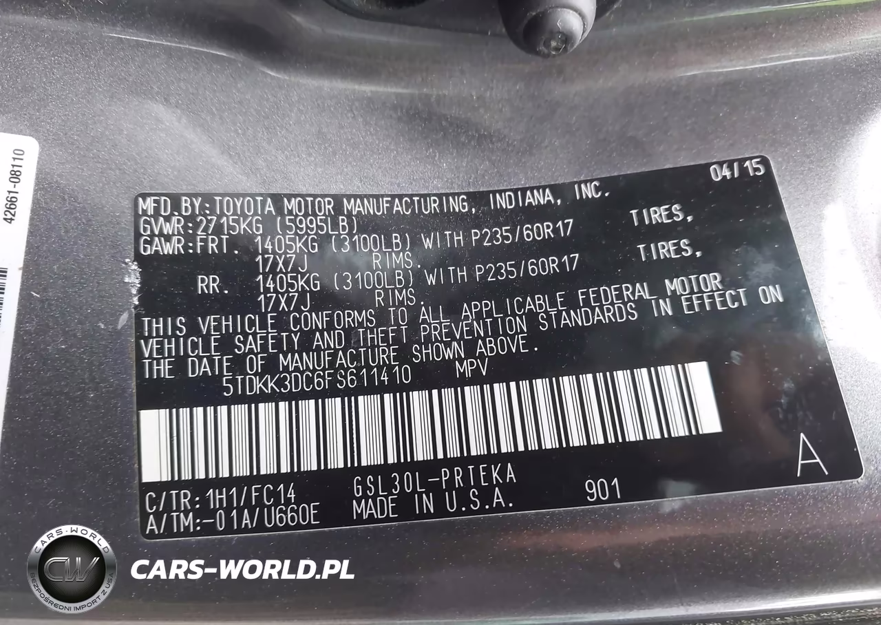 2015 Toyota Sienna Le 7 Passenger-Le 8 Passenger VIN:5TDKK3DC6FS611410 - 9