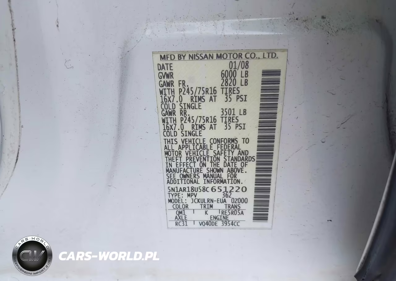 2008 Nissan Pathfinder S VIN:5N1AR18U58C651220 - 9