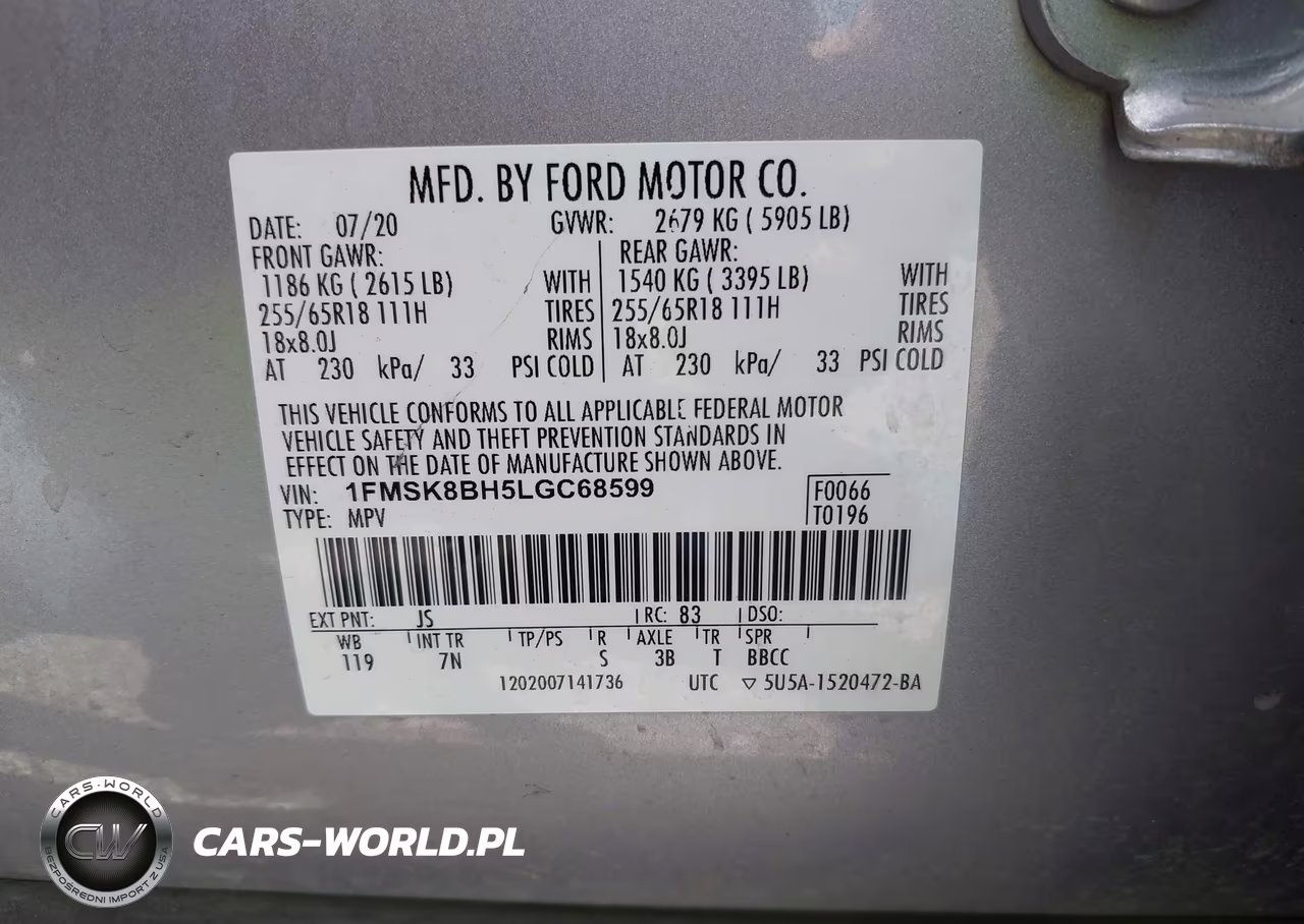 2020 Ford Explorer VIN:1FMSK8BH5LGC68599 - 9