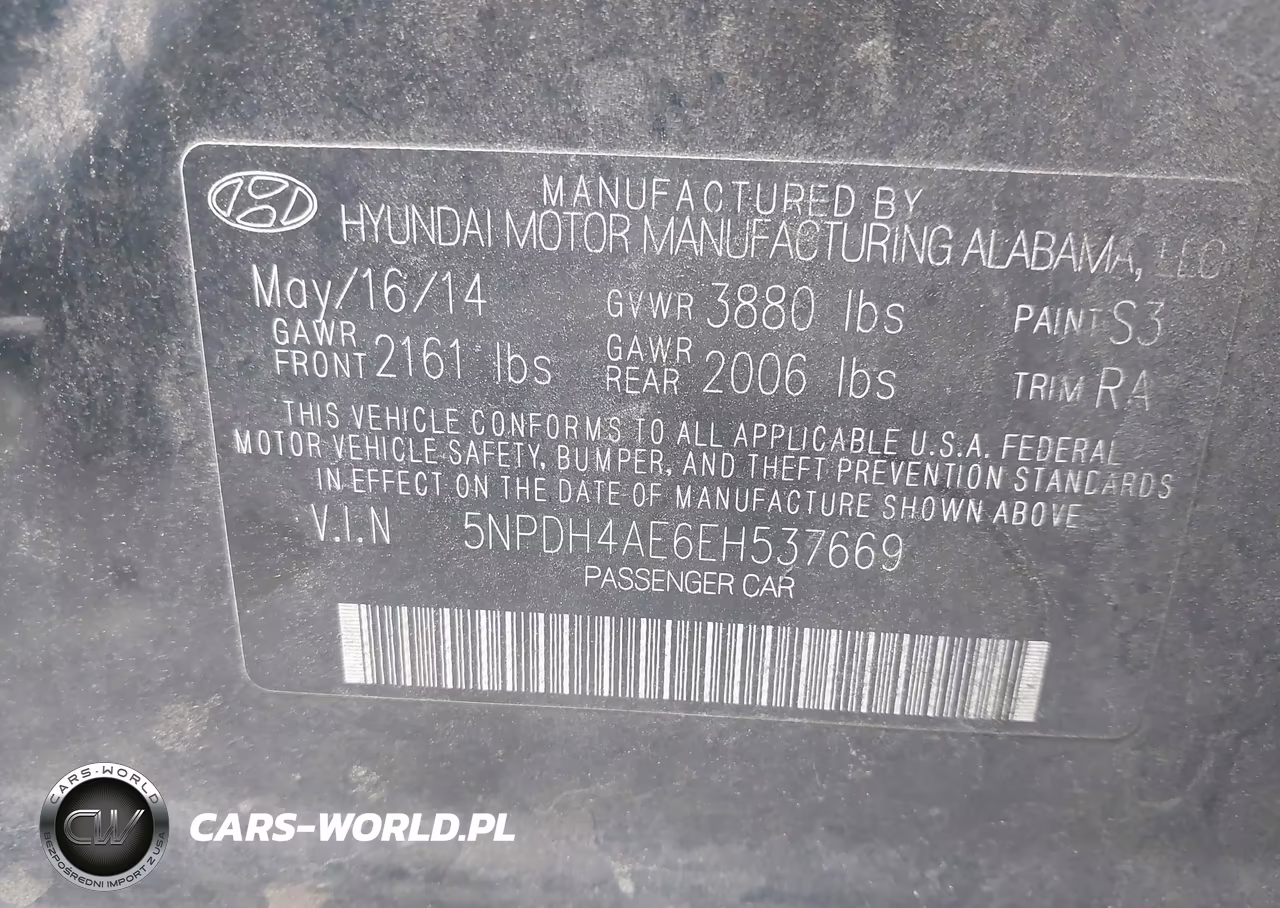 2014 Hyundai Elantra Se VIN:5NPDH4AE6EH537669 - 9